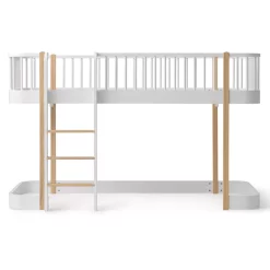 Oliver Furniture Lit Mezzanine Mi-haut Wood Avec échelle Face - Blanc/Chêne