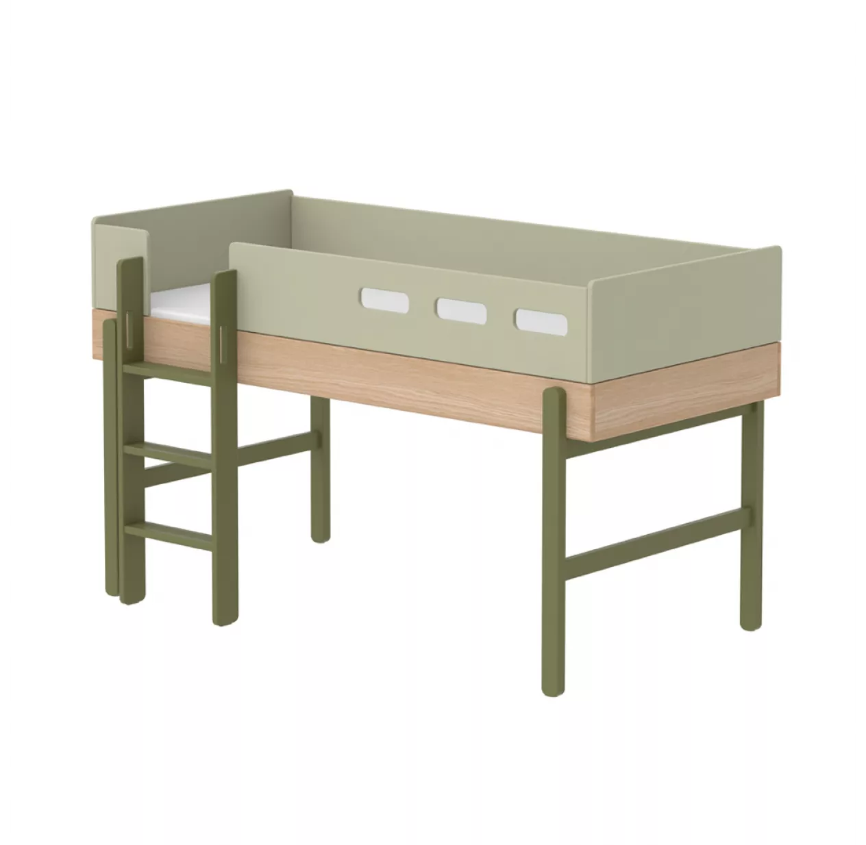 Flexa Popsicle Lit Enfant Mi-hauteur échelle Droite Popsicle - Chêne/Kiwi