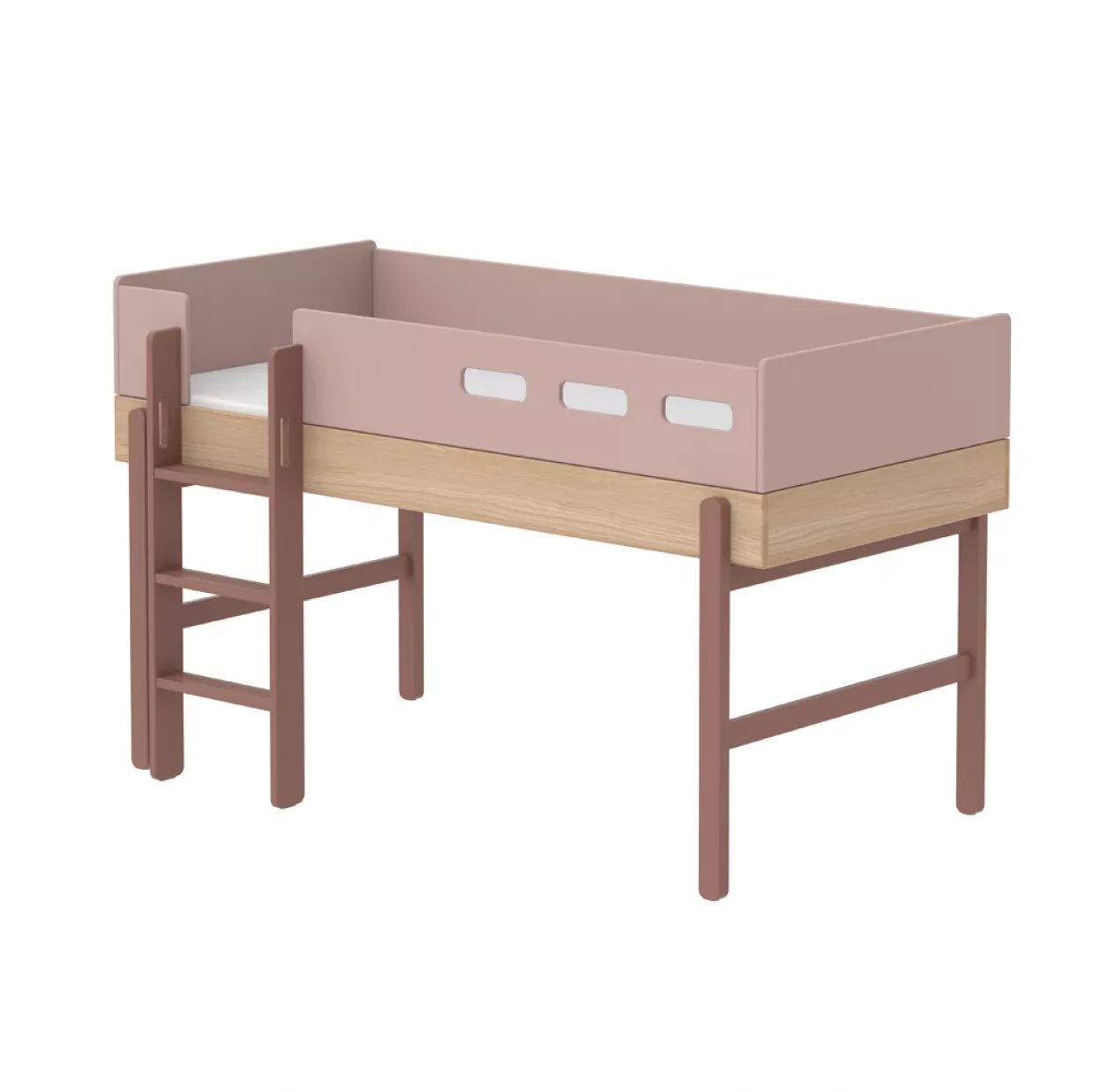 Flexa Popsicle Lit Enfant Mi-hauteur échelle Droite Popsicle - Chêne/Cherry