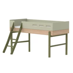 Flexa Popsicle Lit Enfant Mi-hauteur échelle Inclinée Popsicle - Chêne/Kiwi
