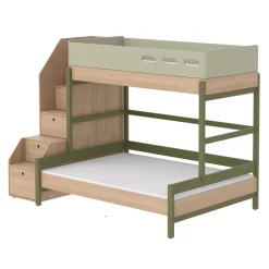 Flexa Popsicle Lit Familial Superposé Escalier Popsicle - Chêne/Kiwi