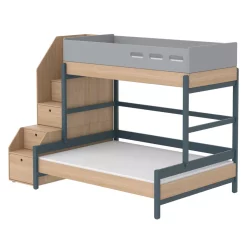 Flexa Popsicle Lit Familial Superposé Escalier Popsicle - Chêne/Blueberry