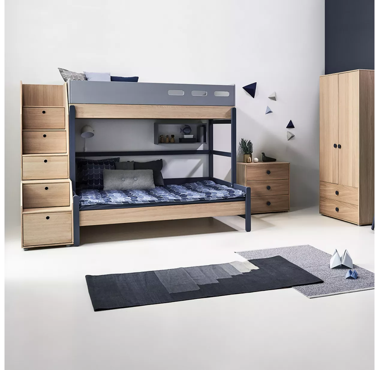 Flexa Popsicle Lit Familial Superposé Escalier Popsicle - Chêne/Blueberry – Image 3