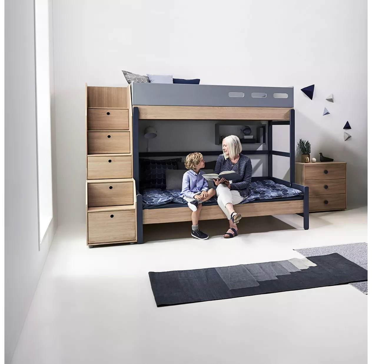 Flexa Popsicle Lit Familial Superposé Escalier Popsicle - Chêne/Blueberry – Image 4