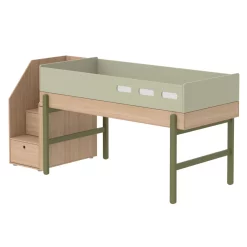 Flexa Popsicle Lit Enfant Mi-hauteur Escalier Popsicle - Chêne/Kiwi