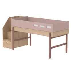 Flexa Popsicle Lit Enfant Mi-hauteur Escalier Popsicle - Chêne/Cherry