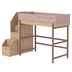 Flexa Popsicle Lit Mezzanine Escalier Popsicle - Chêne/Cherry