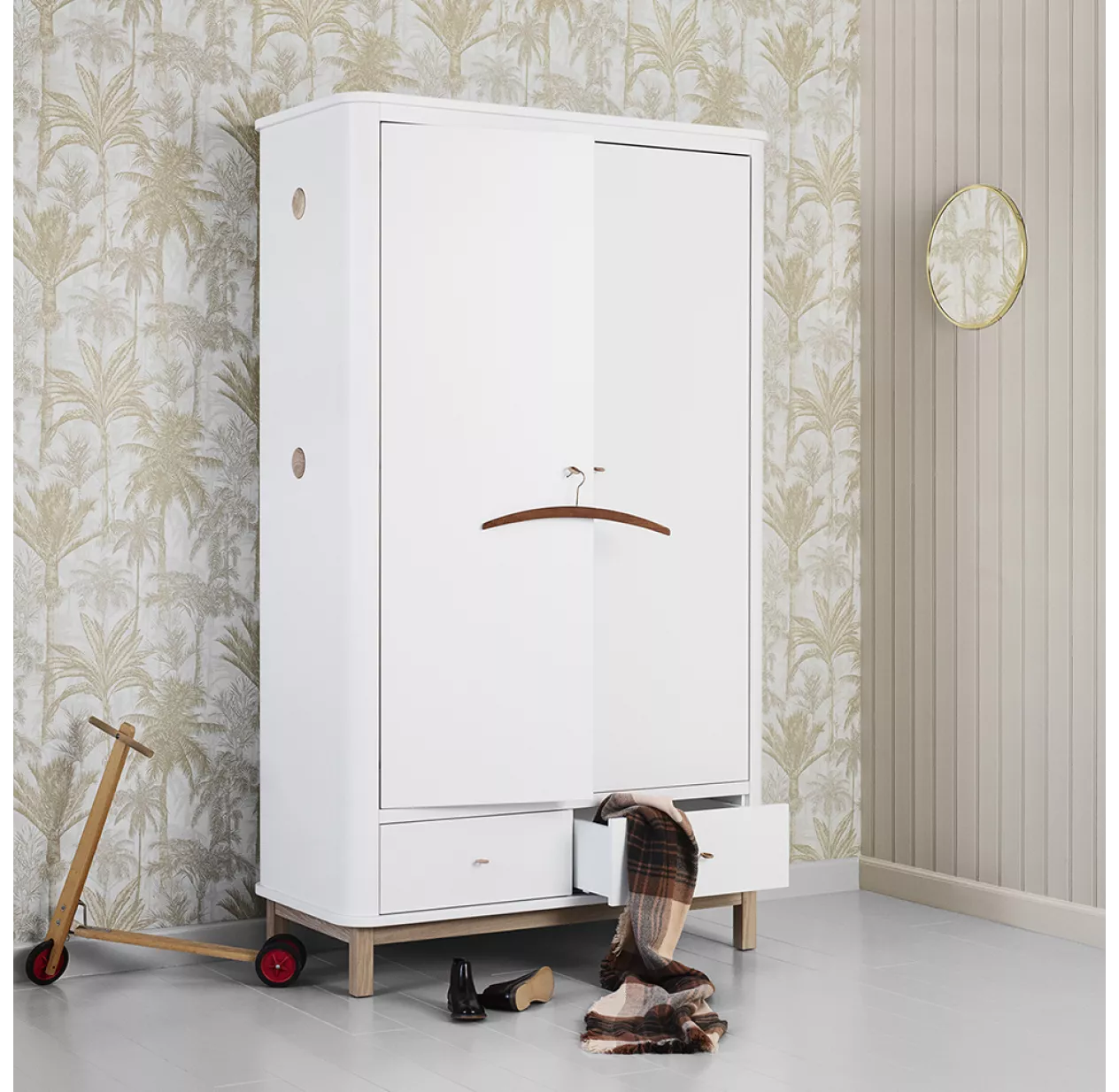 Oliver Furniture Armoire 2 Portes Wood - ChĂȘne / Blanc â Image 8