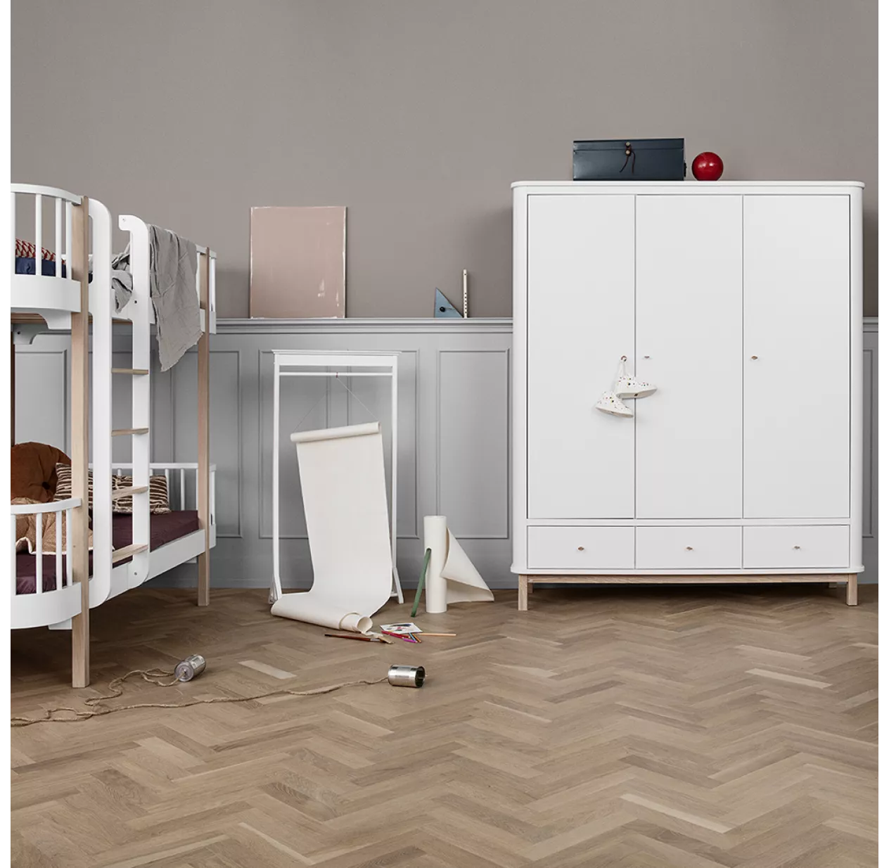 Oliver Furniture Armoire 3 Portes Wood - ChĂȘne / Blanc â Image 8