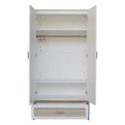 Theo Armoire En Cèdre Et Rotin Océania - Blanc
