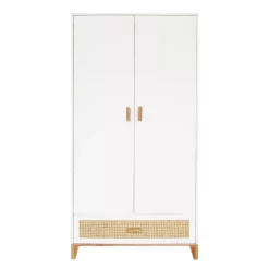 Theo Armoire En Bois Et Cannage Rotin Nami - Blanc