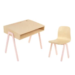 In2Wood Bureau Et Chaise Enfant 2-6 Ans - Rose Poudré