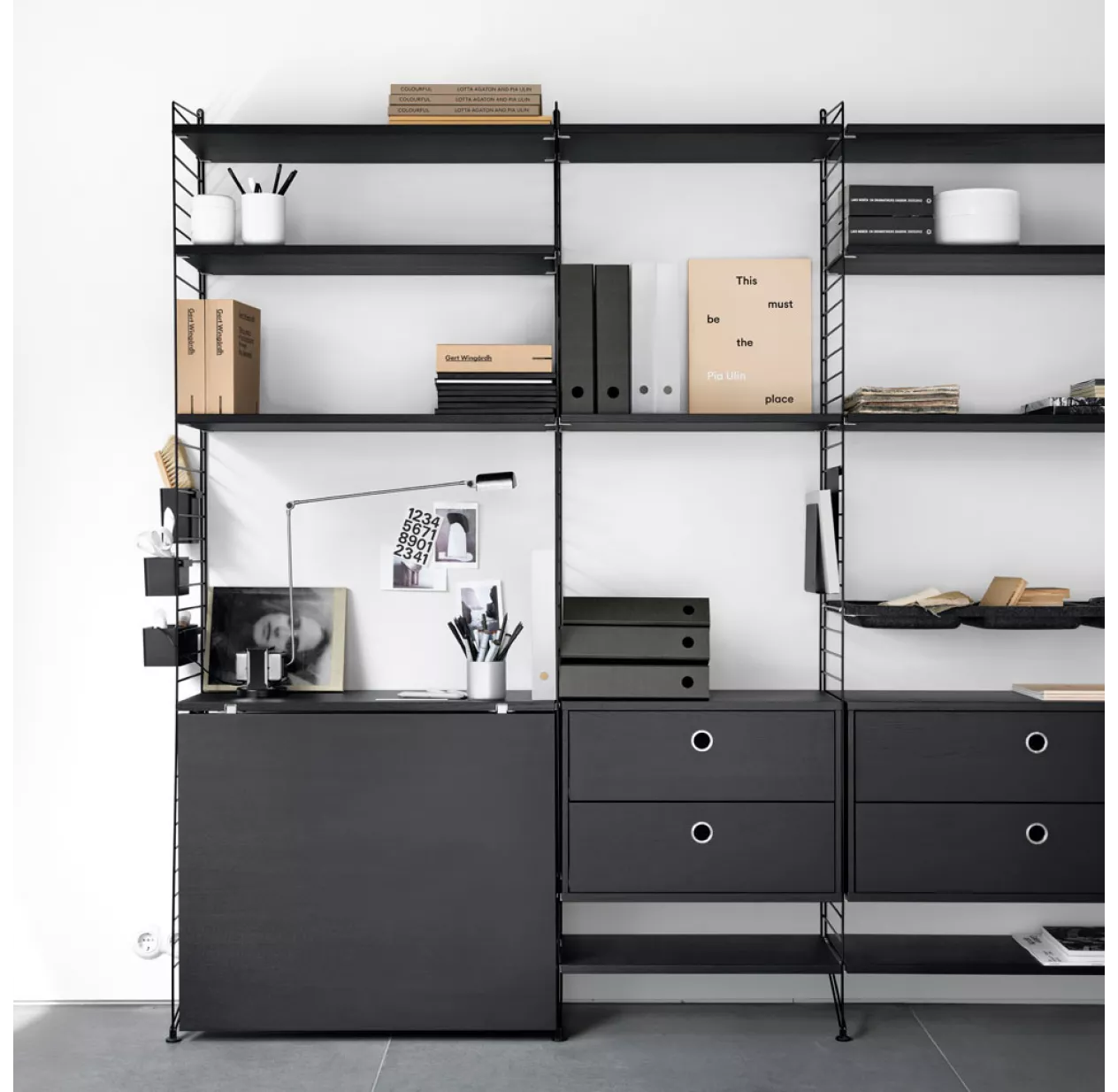 String Furniture Caisson 2 Tiroirs 58 X 30 Cm - Noir – Image 2