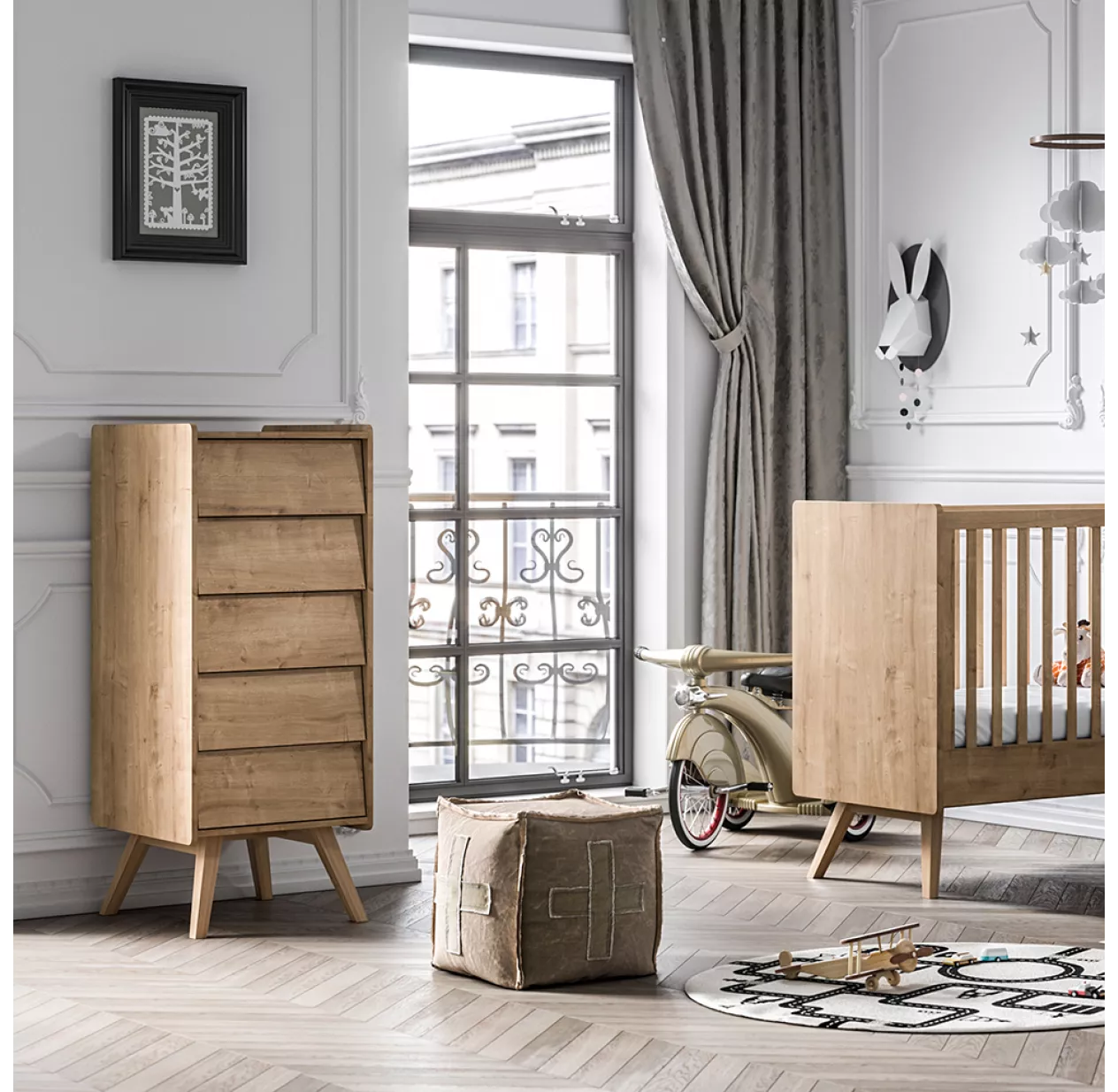 VOX Chiffonnier 5 Tiroirs Vintage - ChĂȘne â Image 3