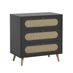 VOX Commode 3 Tiroirs à Langer Canne - Noir