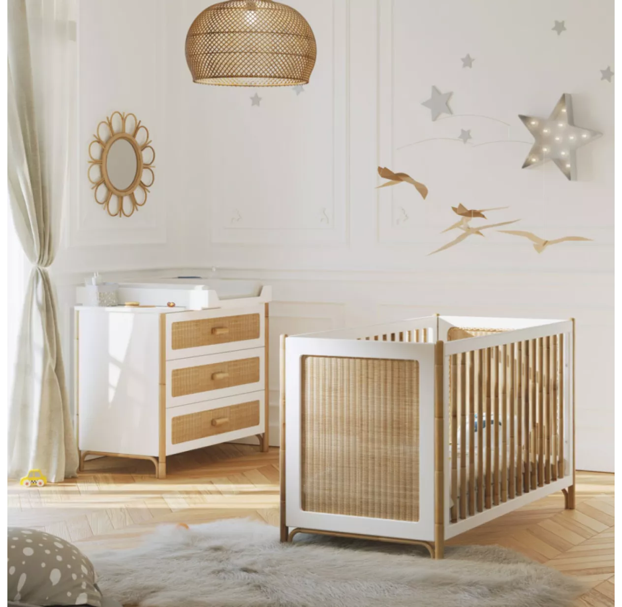 Theo Commode Cèdre Et Rotin Océania - Blanc – Image 2