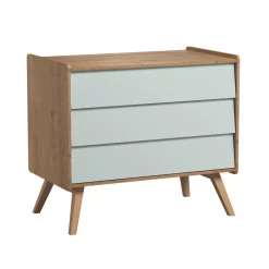 VOX Commode 3 Tiroirs à Langer Vintage - Chêne/Vert