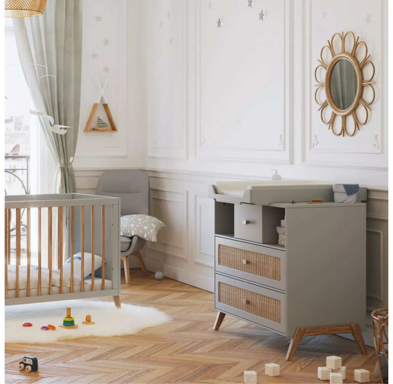 Theo Commode Cèdre Et Rotin Marélia - Lune – Image 2