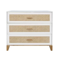 Theo Commode En Bois Et Cannage Rotin Nami - Blanc