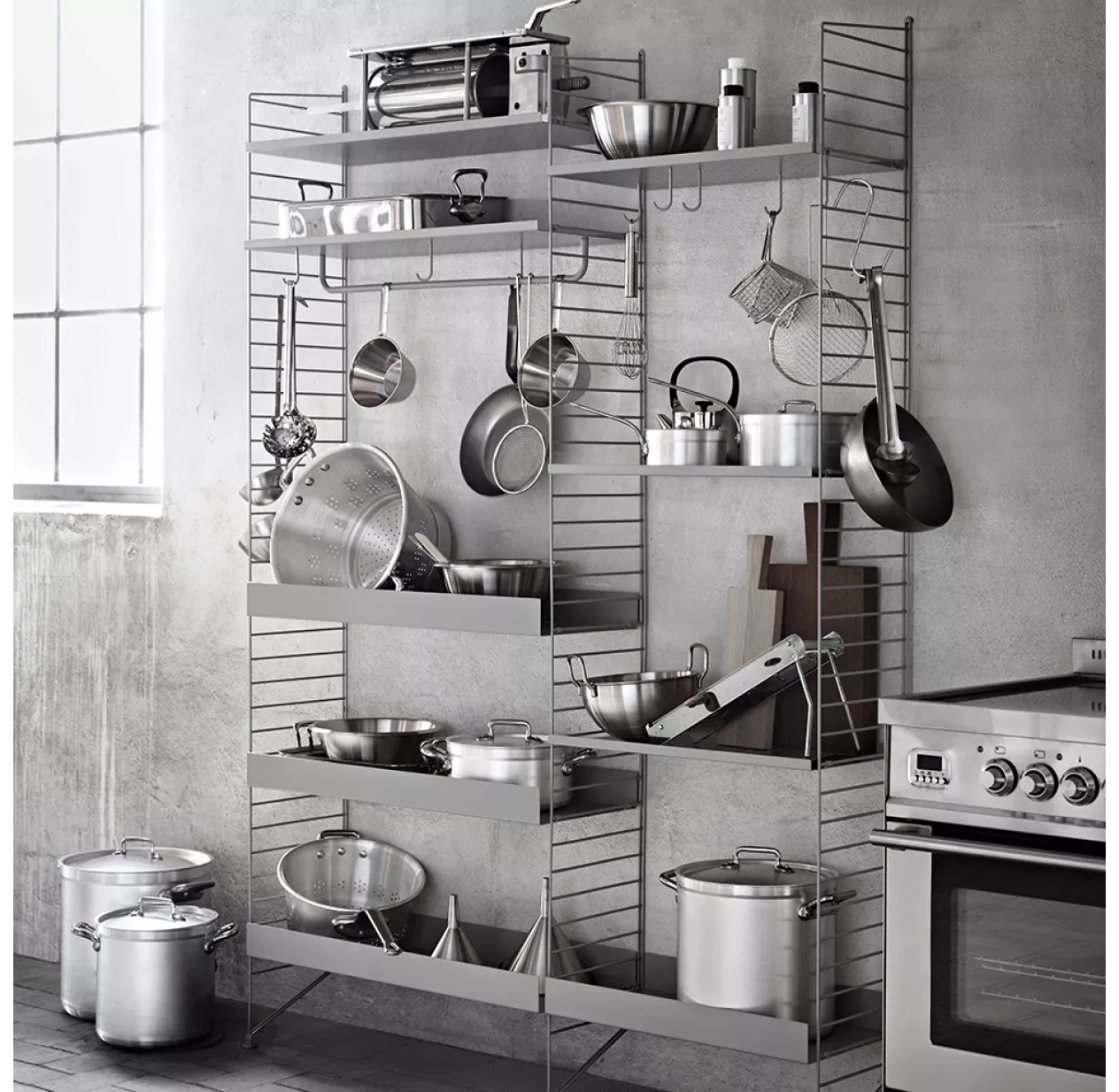 String Furniture Etagère En Métal Grands Rebords - Gris – Image 2