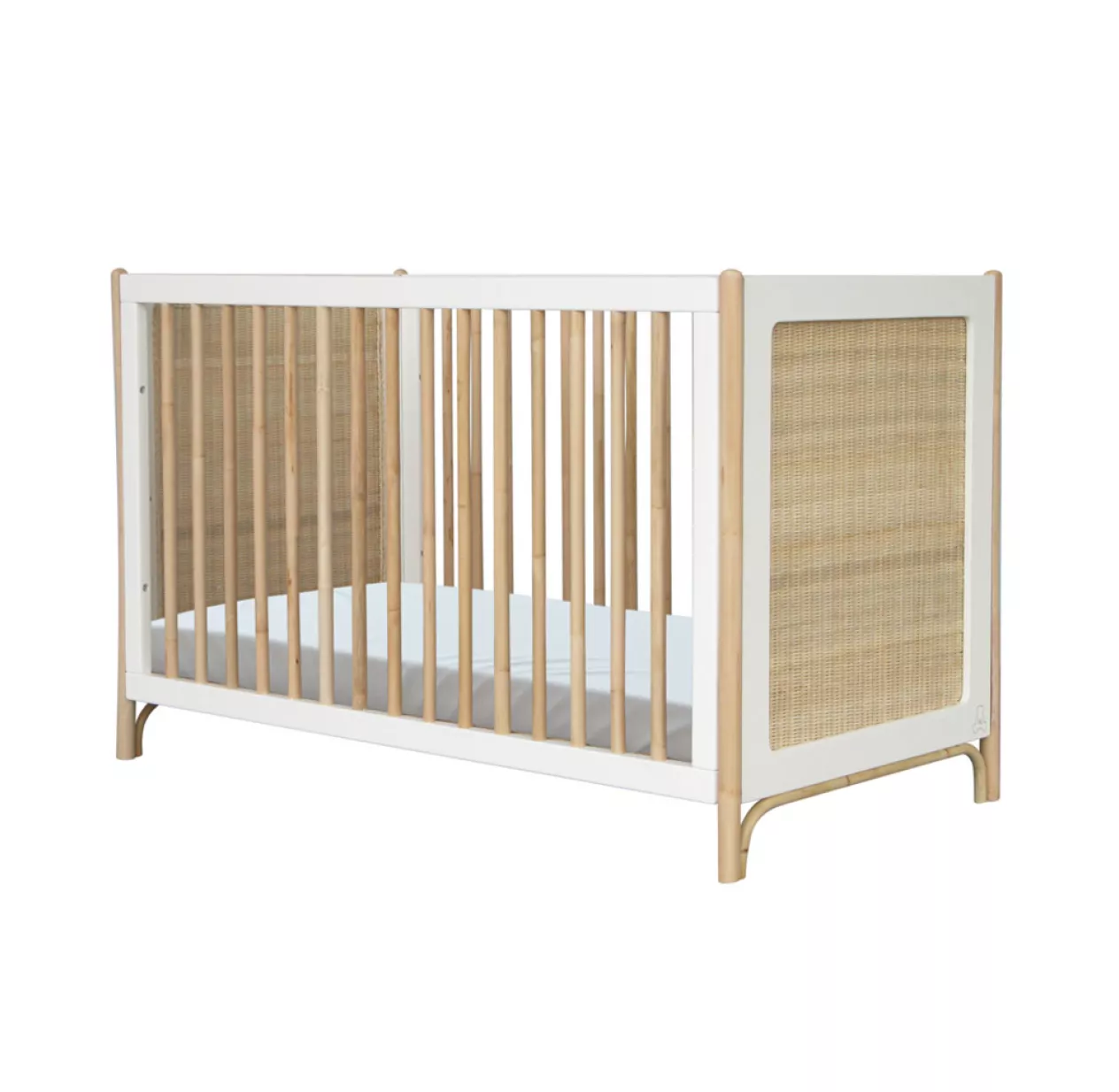 Theo Lit Bébé évolutif Cèdre Et Rotin Océania 60x120cm - Blanc