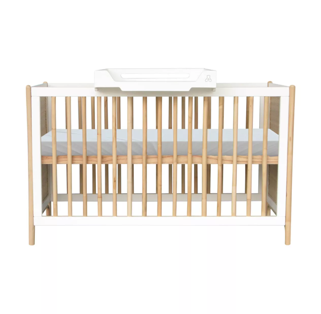 Theo Lit Bébé évolutif Cèdre Et Rotin Océania 60x120cm - Blanc – Image 6