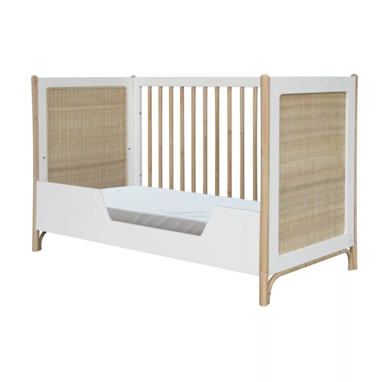 Theo Lit Bébé évolutif Cèdre Et Rotin Océania 60x120cm - Blanc – Image 7