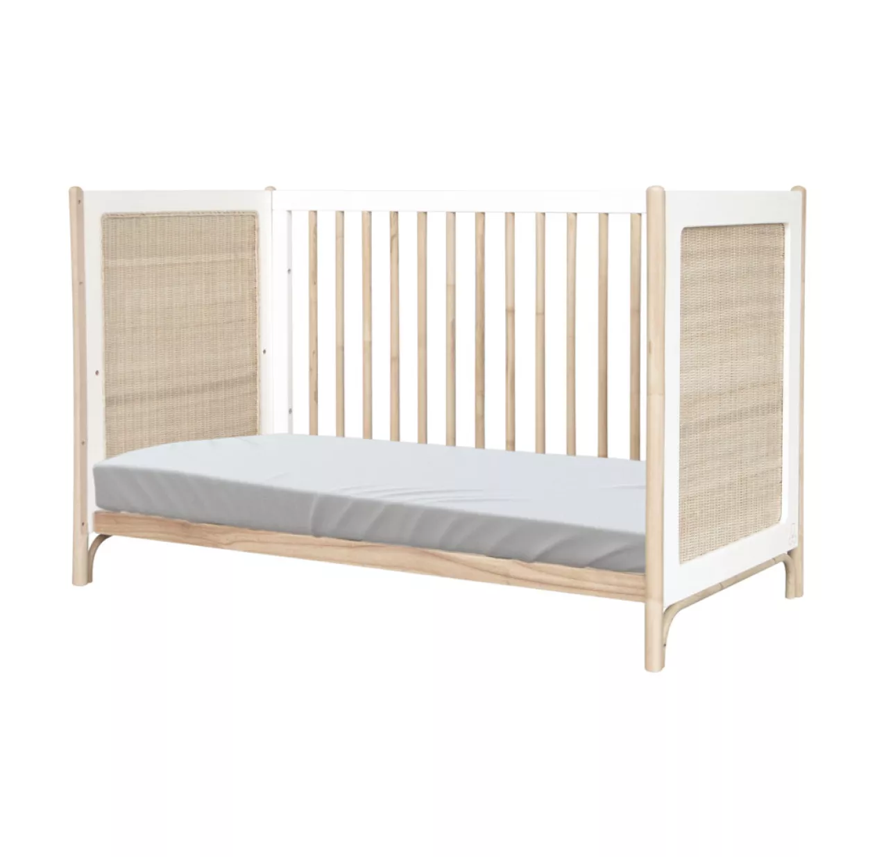 Theo Lit Bébé évolutif Cèdre Et Rotin Océania 60x120cm - Blanc – Image 8