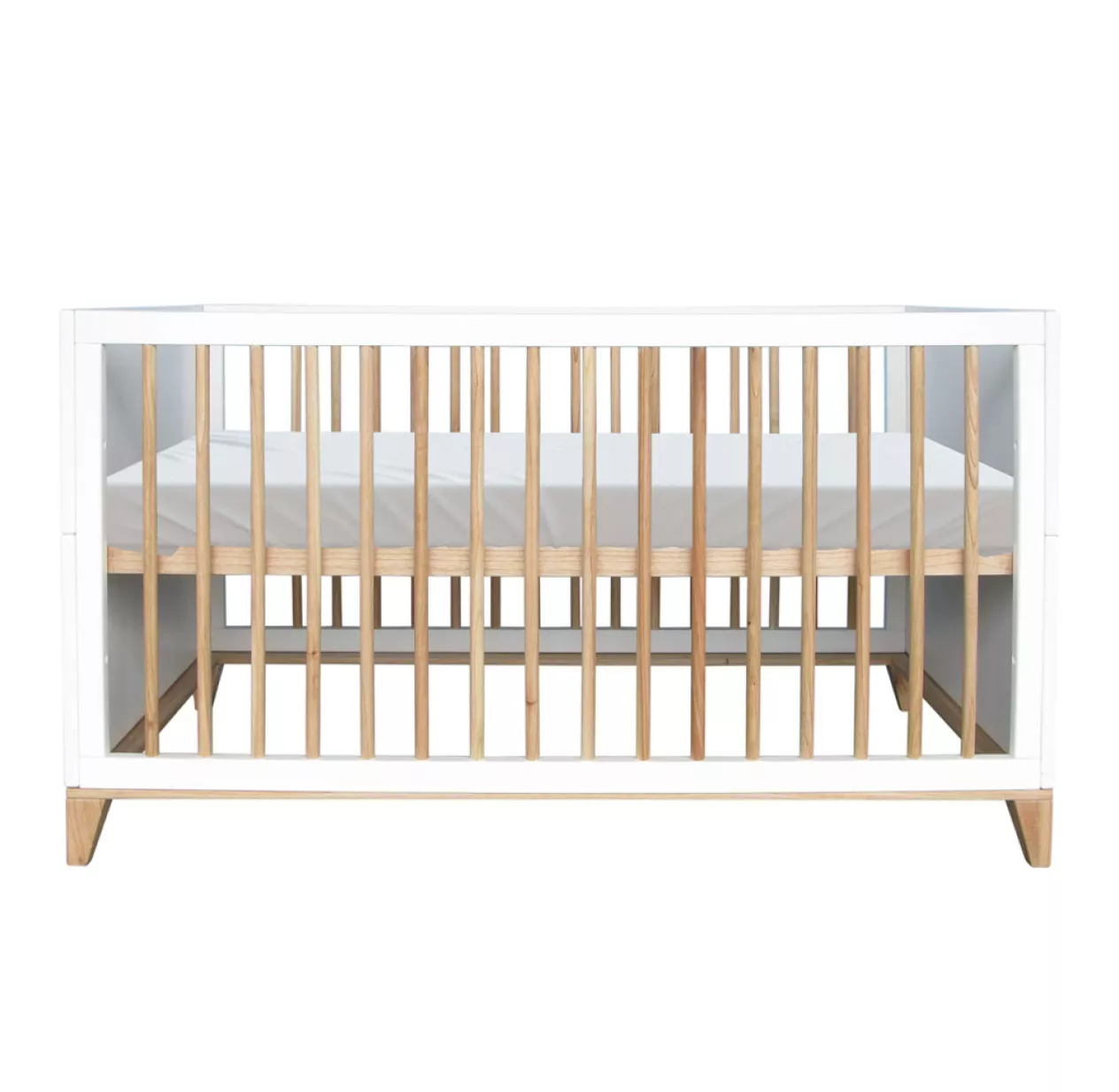 Theo Lit Bébé évolutif Bois Et Cannage Rotin Nami 70x140cm - Blanc – Image 3