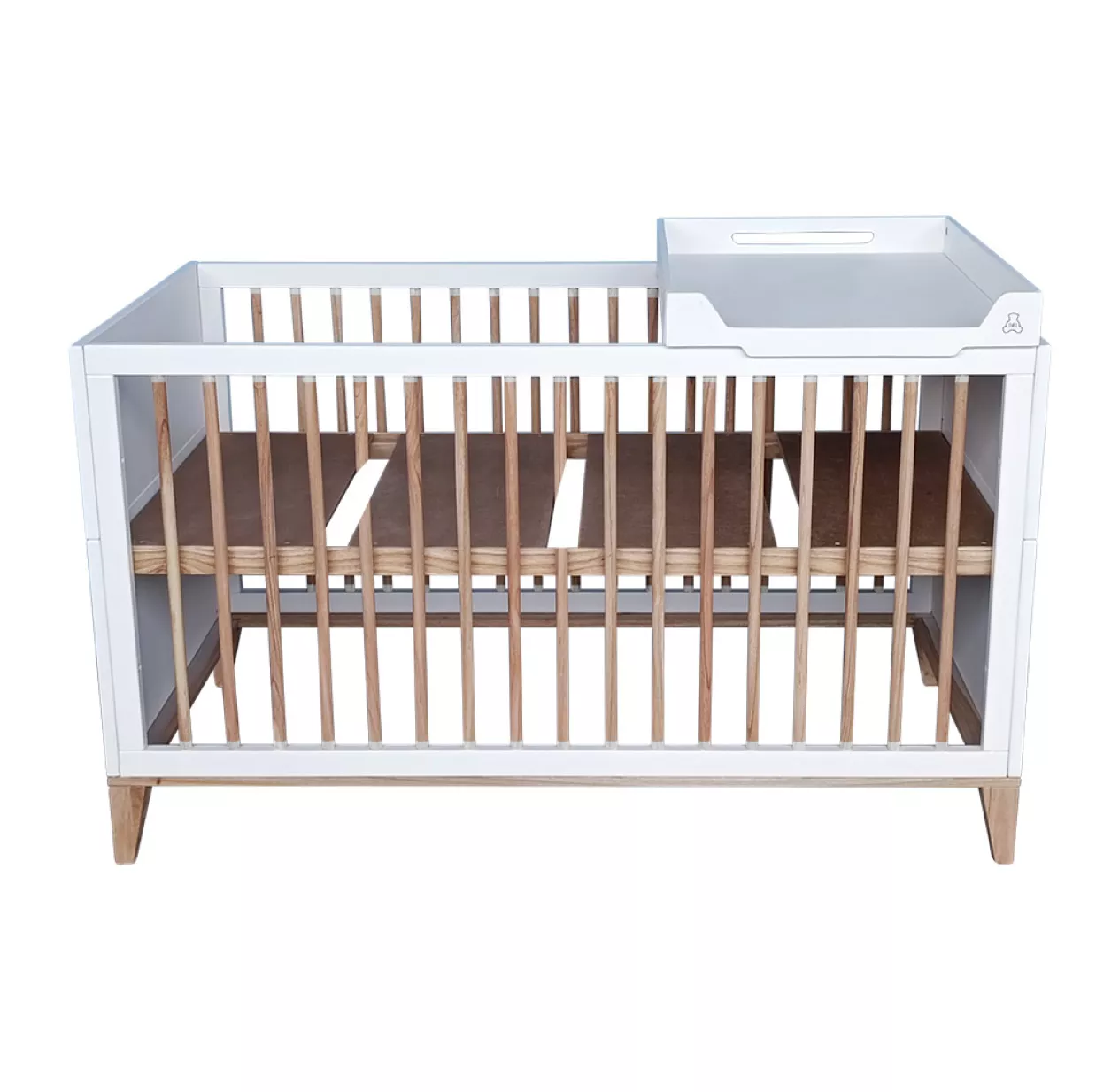 Theo Lit Bébé évolutif Bois Et Cannage Rotin Nami 70x140cm - Blanc – Image 4