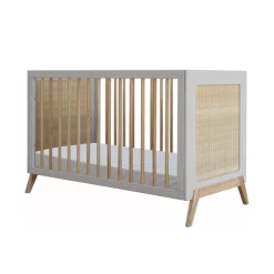Theo Lit Bébé évolutif Cèdre Et Rotin Marélia 60x120cm - Lune