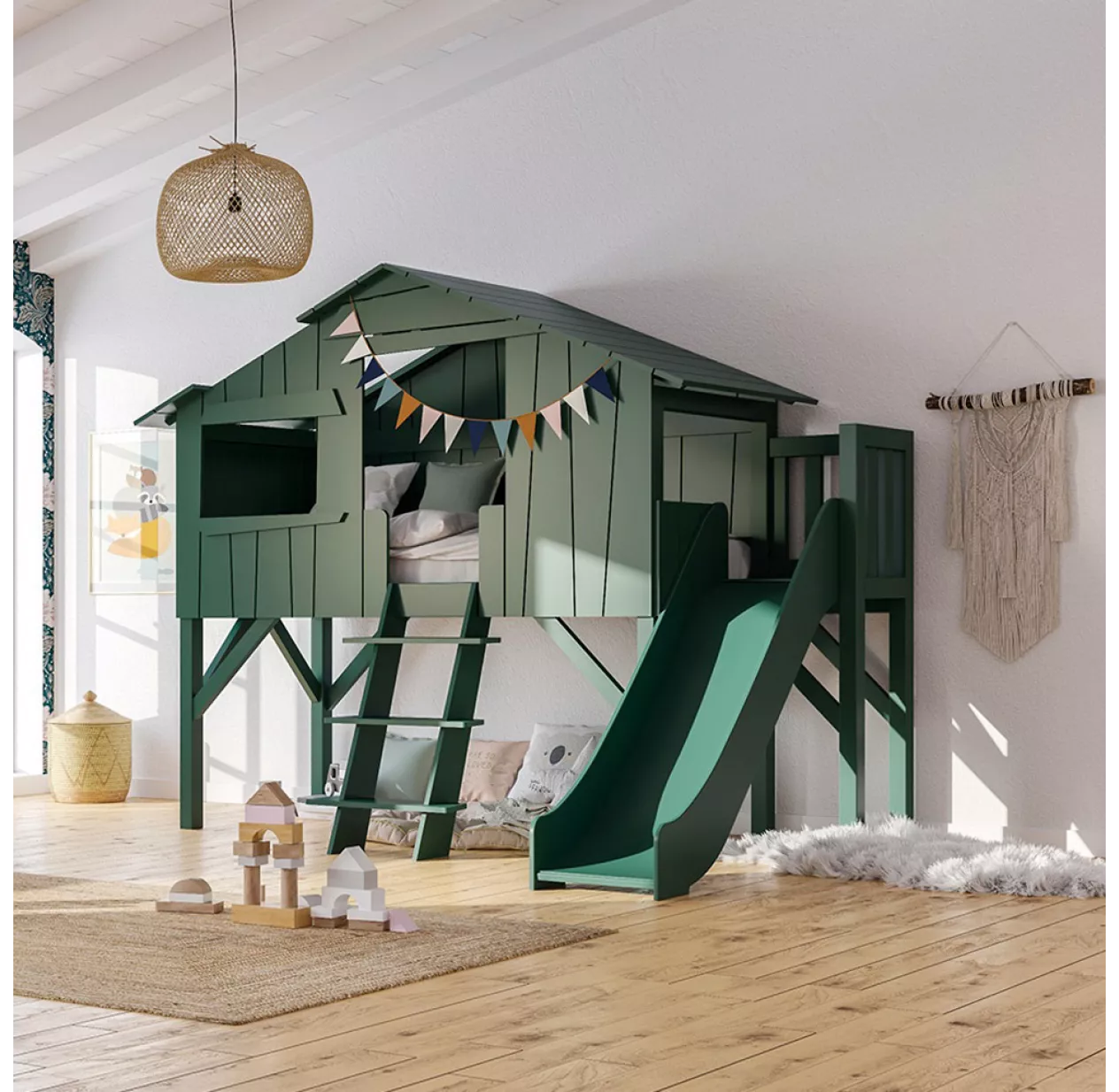 Mathy By Bols Lit Cabane Et Toboggan Plateforme - Rose Poudré – Image 2