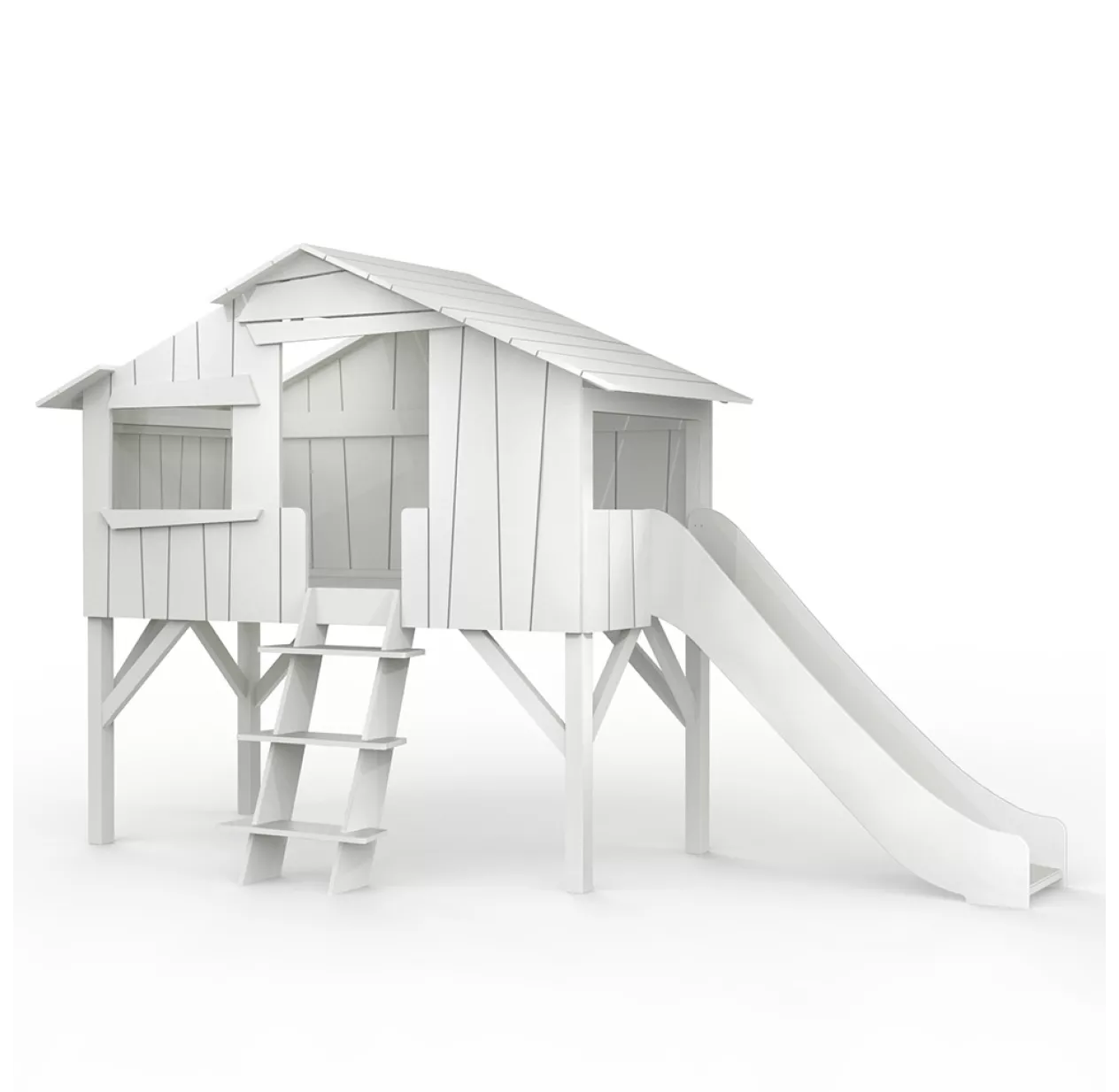 Mathy By Bols Lit Cabane Avec Toboggan - Gris Perle