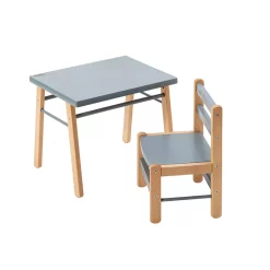 Combelle Table Gabriel Et Chaise Enfant Louise - Bleu Gris
