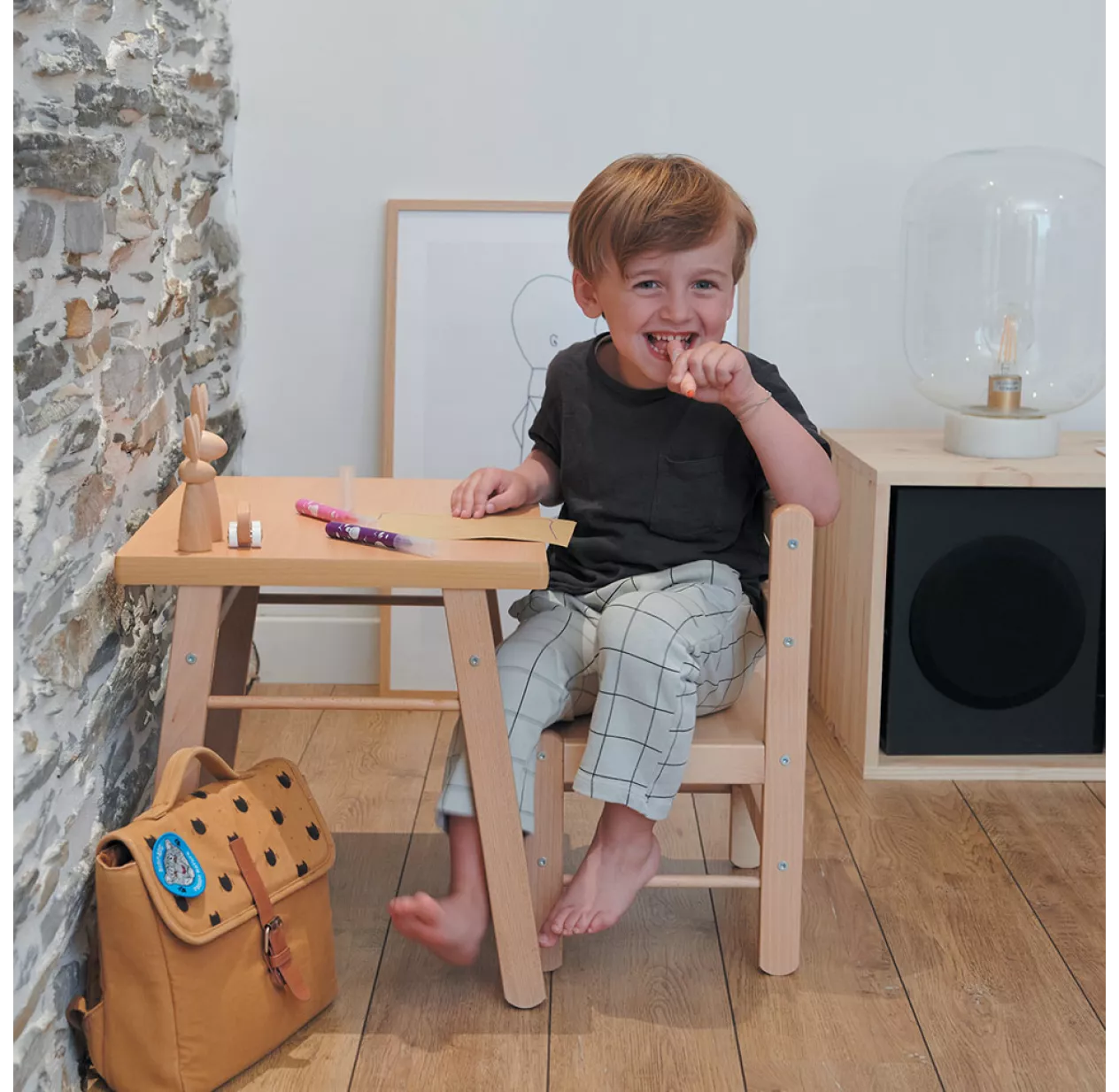 Combelle Table Gabriel Et Chaise Enfant Louise - Gris – Image 5