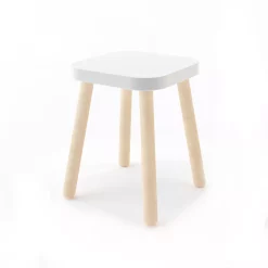 Oeuf NYC Tabouret Carré évolutif - Blanc/Bouleau